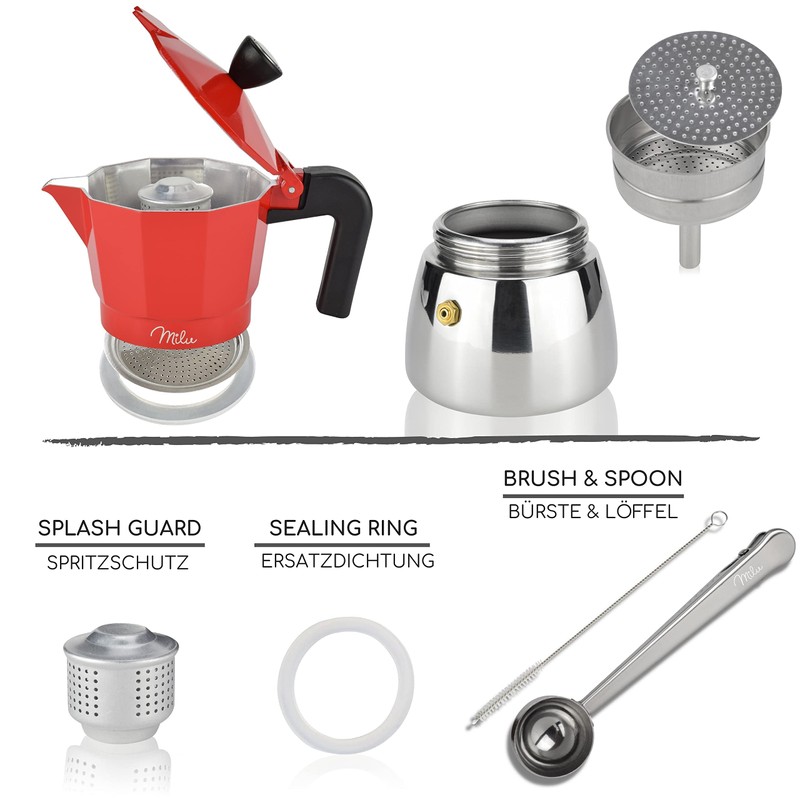 Milu Espresso Maker Suitable for Induction Cookers, 3, 6, 9