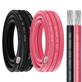 2/0 Gauge Marine Wire 2/0 AWG Marine Grade Wire Include 2/0 Gauge 10FT Red & 10FT Black,2/0 AWG Tinned Copper Boat Cable for Automotive Boat Speakers Battery Solar Outdoor RV Camper Trailer