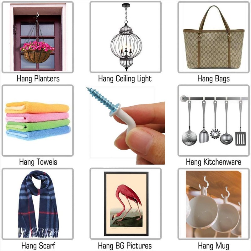 Hayodo 2 inches Ceiling Screw Hooks 15Pcs with Reusable Case