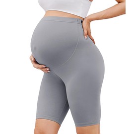 VALANDY Creamlush Maternity Shorts Over The Belly - 8" Pregnancy Biker Shorts Women Lounge Yoga Pants