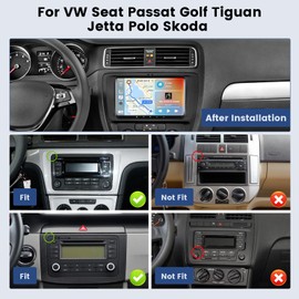 Hikity for VW Jetta Passat Golf Polo Skoda Seat Tiguan Android Car Stereo 2+64GB 9 Inch Carplay Android Auto Touchscreen Android Radio with GPS Navigation Backup Camera WiFi SWC RCA Microphone