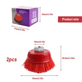 HERKINDNESS Nylon Drill, Pack of 2 Nylon Brush, Diameter 63.5 mm Nylon Cup Brush, for Deburring, Rust Removal, Paint and Dirt Cleaning