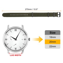 sourcing map Elastic Nylon Watch Band 20mm One-Piece French Watch Strap Waterproof Replacement Wristwatch Strap with Black Buckle for Men Women, Green