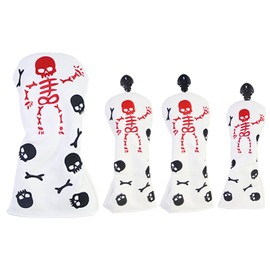 Wood Golf Club Covers - Skeleton Pattern Golf Driver - PU Wood Golf Headcover, Golf Headcovers Protector, Embroidery Golf Driver for Outdoor Activities Golfer