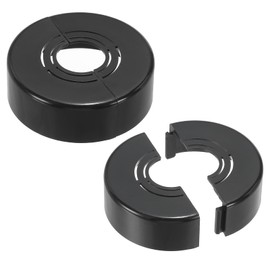 PATIKIL Wall Split Flange 0.8/1/1.3 Inch, 2Pcs 0.8" Thicken Cuttable ABS Round Escutcheon Plate Cover Buckle for Water Pipe Faucet Decoration, Black