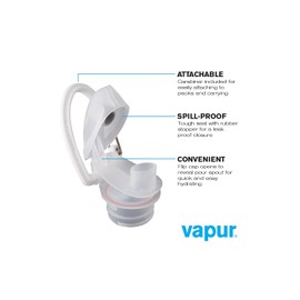 Vapur Collapsible Water Bottle With Carabiner, Compact Bottle Folds Flat For Hydration On The Go, Ideal for Traveling, Hiking or Camping, 16 Ounce, Cool Grey, Pack of 1