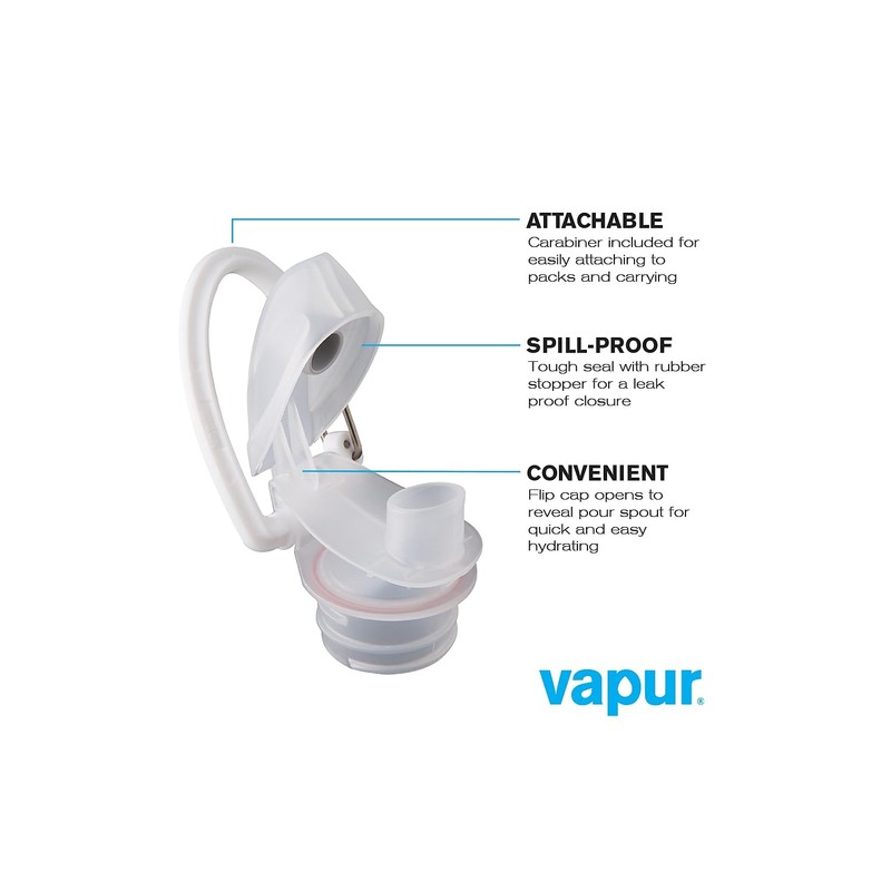 Vapur Collapsible Water Bottle With Carabiner, Compact Bottle Folds Flat