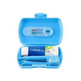 Curaprox Travel Set Kids, Reisezahnbürste, Interdentalbürste,Zahnpasta 10ml | Cepillo, Pasta de dientes y cepillos interdentales, Filamentos Curen® Ultra Suave, Solución compacta para niños
