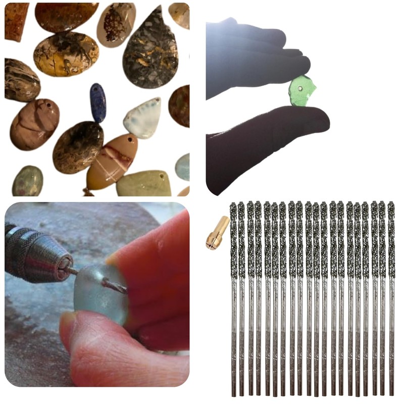 Drilax 1mm Diamond Drill Bit Set (20-Pcs) with Collet |