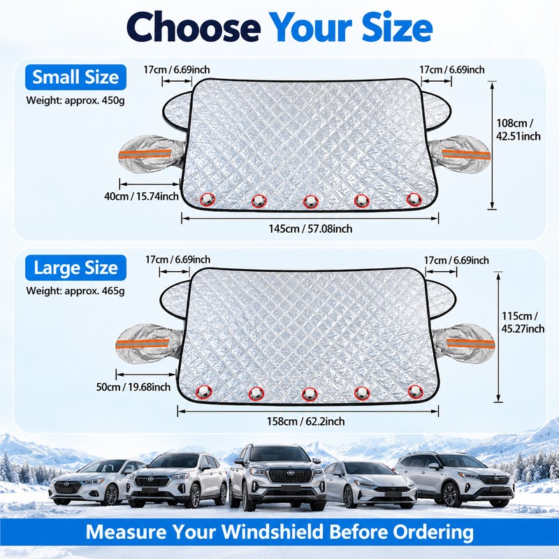 Magnetic Windshield Snow Cover for Cars & SUVs – Reflective