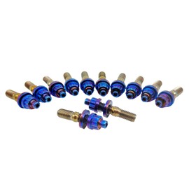 RISON-Titanium M10 x 1.5mm x54mm Titanium Exhaust Manifold Stud Kit Burnt Blue GR5 Titanium Bolt Kit 12 PCS/Set (M10*1.5 * 54mm, Burnt Blue)