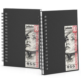 joibabe A5 Sketch Book, Hardcover Spiral Bound Drawing Pad, 80 Sheets (160 Pages) 100gsm Natural White Paper, Professional Sketchbook for Kids & Adults, Studio & Outdoor Use (2pack)