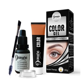 Demure Demure Color Gel Eyebrow and Eyelash Tint 30g, Professional Formula Eyebrow and Eyelash Dye Kit with Keratin Complex (1.0 Black)