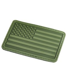 Hazard 4 (PAT-USA-L-GRN) US Flag Rubber 3D Velcro Morale Patch, Left Arm, OD Green
