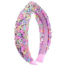 Gledola Sequin Headband Wide Knotted hair band Hairpiece for Kids Girl Women (Rainbow, Wide)