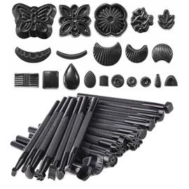yuentoen 20 Pieces Leather Punching Tool Set, Leather Embossing Stamp, Black Stamp Tools, DIY Stamping Iron Kit, Various Shapes Stamp Set for Artful Processing of Leather