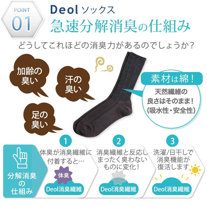 Deol Men's Business Socks, Black, 9.8 - 10.6 inches (25