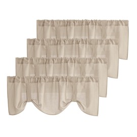 NICETOWN 4 Panels Valances for Kitchen Linen Window Covering Rod Pocket Valances for Living Room Classroom Window Curtain Valance Rustic Home Décor for Small Window, 52 by 18 Inches, Taupe