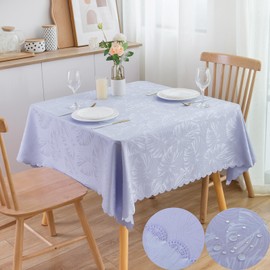 EFFICINATURE Square Tablecloth Jacquard Purple Table Cloth Leaves Woven Fabric Silky Soft Waterproof Washable Farmhouse Table Cover for Dinning Outdoor Birthday Party Kitchen & Table Linens (54x54In)