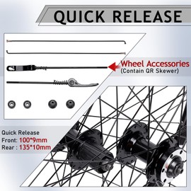 BUCKLOS MTB Wheelset 26" 27.5" 29" Quick Release Disc Brake 32H Mountain Bike Wheels, High Strength Aluminum Alloy Rim Black Bike Wheel, Suitable 8-10 Speed Cassette Mountain Bike Wheelset