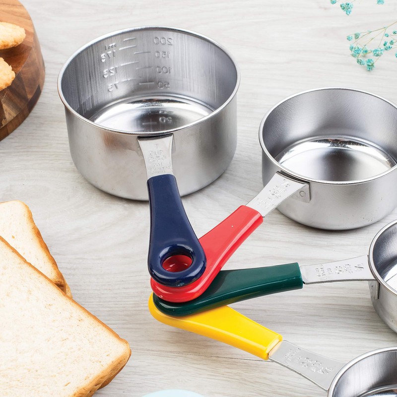 Fox Run 4839 Measuring Cup Set with Colored Handles, Stainless