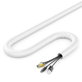 deleyCON 3.0 m Cable Tube Self-Closing Cable Management Cable Duct Cable Protection Robust Nylon Cable Sheath Household Office Desk White