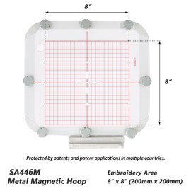 Sew Tech Metal Magnetic Embroidery Hoop for Brother Quattro 6000D 6700D Innovis NV6700D 6750D VQ2400 XE1 XJ1 and Babylock Solaris Destiny Ellisimo (8"x8", SA446M)