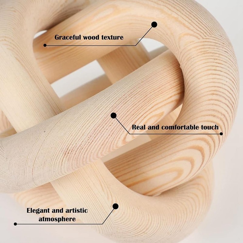 Yuemsh 1 Piece 3 Link Wood Knot Decor Hand Carved