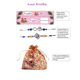 Rakhi stylish bracelet for brother, Evil Eye Combo Set beautiful designer Rakhi , Multicolor stones, Raksha Bandhan Rakhi Gift Wrist bands for loving Sibling/Brother, Sister, Father, family, Set of 2