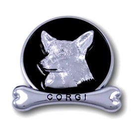 Chromanimals CORGI Chrome Dog Medallion Car Emblem Ornament Breed Badge Chromanimals 3D LOGO