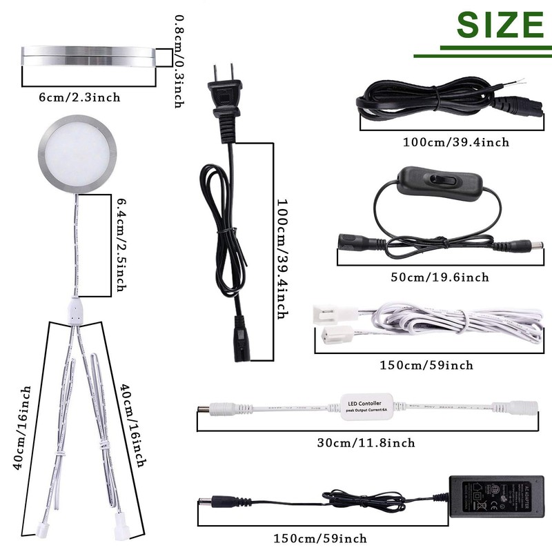 AIBOO Linkable Under Cabinet LED Lighting 12V Dimmable Puck Lights