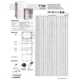 BC-ATP-162613, Plastic Enclosure, ABS Gray Body & PC Clear Cover, P Type for Molded Hinge & Stainless Steel Latch, W6.30 x L10.24 x D5.12" Size, IP67