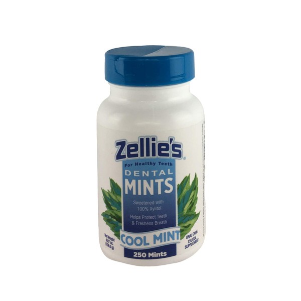Zellie's | 100% Xylitol Sugar Free Cool Mint Breath Mints | Non-GMO, Low-Calorie, Gluten Free, Vegan & Kosher Mints (250 Count - Pack of 1)