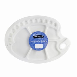 Mont Marte Mixing Palette - Oval - 34 x 25 cm - Ideal Gouache, Acrylic Paints and Watercolours - Painting Palette with a Total of 17 Mixing Fountains