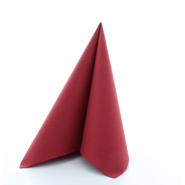 Alfred Mank Airlaid-Servietten, wie Leinen, 40 x 40 cm, Bordeaux / Burgunder, 50 Stück