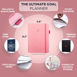 Clever Fox Ultimate Achiever’s Goal Planner - Focus & Productivity 90 Day Journal. Daily Weekly Monthly Planner Organizer & Hourly Schedule Notebook - Undated, Hardcover, A5 Size, Light Pink