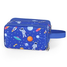 cotmcor Cute Kids Toiletry Bag for Boys, Toddler Travel Makeup Bag Cosmetic Bag for Toddler Boys Gift, Shark Blue