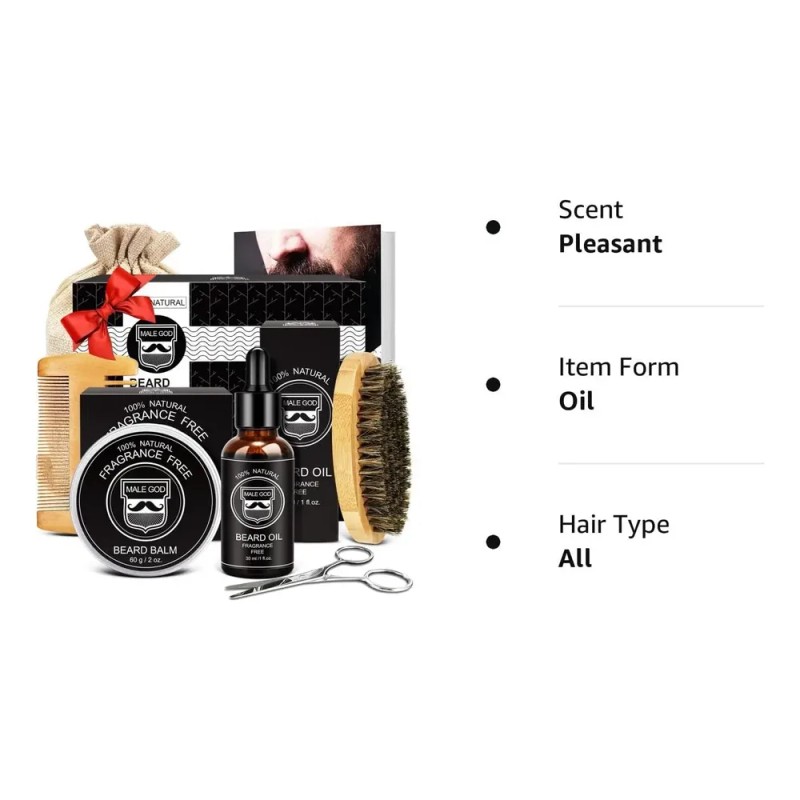 Kit De Barba Male God Gifts Para Hombre Con Aceite,