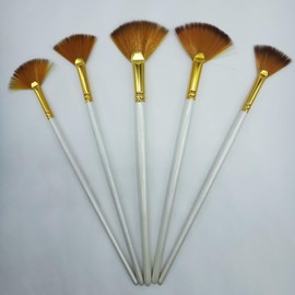 Blue Milo Watercolor Design Brush Fan Shape Painting Brush Fan Watercolor Brush Paint Brush Acrylic Brush Fine Art Nylon Brush Bend Painting Supplies Brush Set of 5