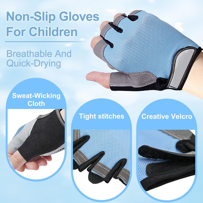 CubePlug Kids Boy Girl Cycling Climing Half Finger Gloves GEL