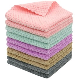 HFGBLG Microfiber Cleaning Cloth Lint Free Cleaning Rags, 10 Pack Fast Drying Dish Rags for Cleaning, Super Absorbent Kitchen Dish Cloths for Wash Dishes,12 in x 12 in, Mix Color