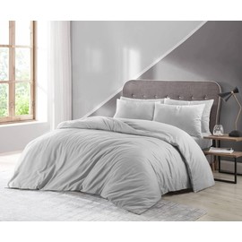 Adam Home Duvet Cover Set Single Soft Microfiber Duvet Cover With 1 Pillow Cases Ultra Soft Bed Quilt Cover (Grey) 135 x 200 cm