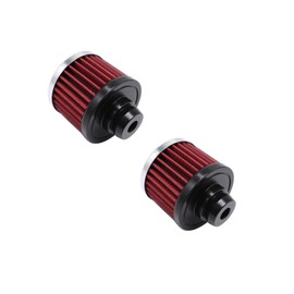 2 pcs/set SHLPDFM Air Filter Chrome Valve Cover Push In Breather 3-1/4" OD Red Washable Filter Open Sided Fits for 1-1/4" Hole SBC BBC 350 454 Chevy