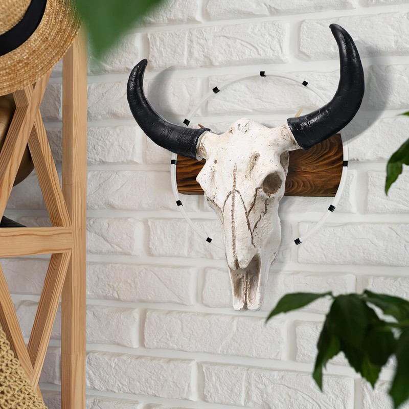 IMIKEYA Bull Head Skull Wall Hanging Art Southwestern Cow Steer