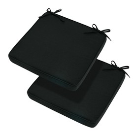 Magpie Fabrics Indoor Outdoor Waterproof Square Chair Cushion, 18" x 18" x 2.5", 2 Pack, Water Resistant Seat Cushions, for Patio Garden Office, Black