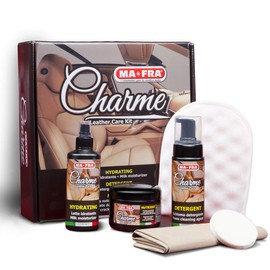 Ma-Fra, Charme, Car Seat and Dashboard Cleaning Kit, Cleanses, Nourishes and Elasticises Leather, Ideal for Home Use and Faux Leather Fabrics, Avoids Ageing and Cracking