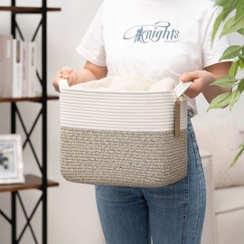 TIMEYARD Storage Basket, Children's Room, Small Storage Baskets, Organiser Baskets, Cotton Basket for Shelf, Bathroom, Living Room, Children's Room, Bathroom, 33 x 25 x 22.5 cm, Brown