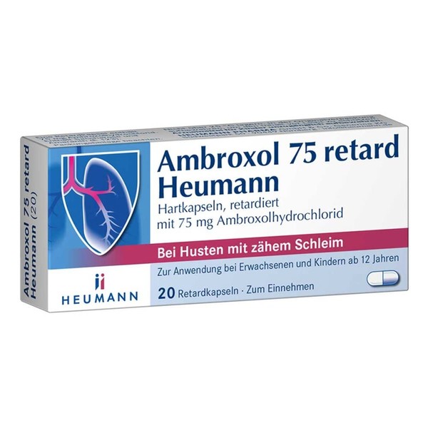 Ambroxol 75 Heumann, mucus remover for stuck cough with tough mucus, 20 prolonged-release capsules
