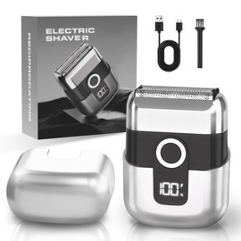 LYRSLF Electric Foil Shavers for Men: Mini Electric Razor, Foil Shaver for Face, IPX7 Waterproof Wet Dry Cordless Razor with 3 Floating Blades, LED Display, USB-C Fast Rechargeable for Travel & Home