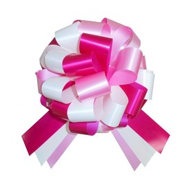 Hampabox BIG GIFT BOW (25cm diameter) + 6 METRES of PINK RIBBON for Cars, Bikes, Prams, Baby Showers, Big Birthday PINK CREAM CERISE